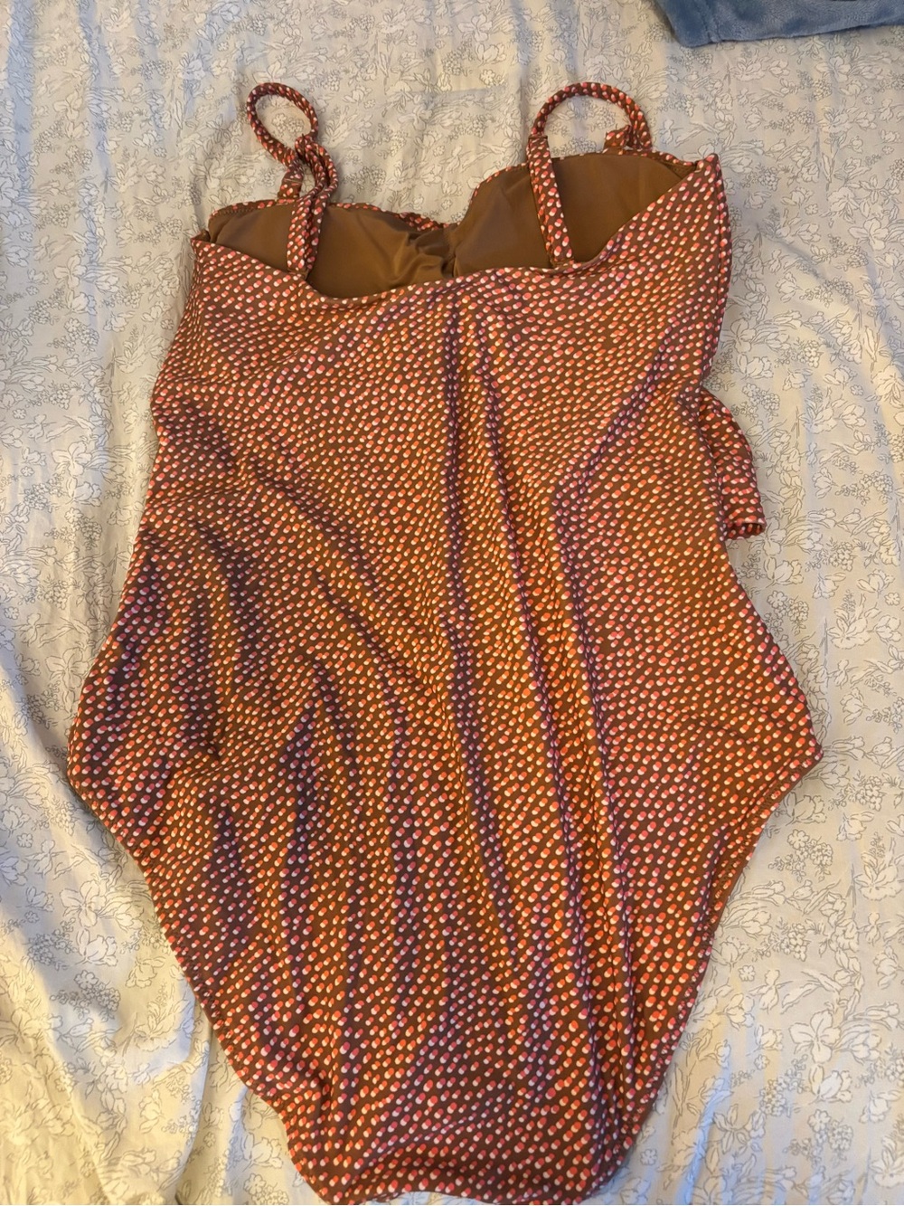 aerie brown and pink polka dot One-Piece Swimsuit size XL LONG - Picture 4 of 8
